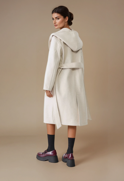 Eleganter Langer Mantel mit Kapuze