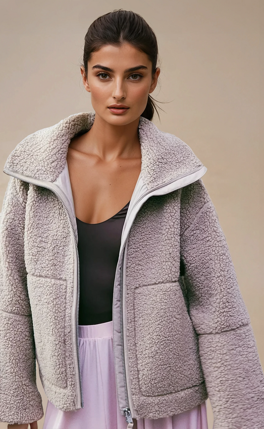 Kuschelige Teddy-Jacke mit Reißverschluss