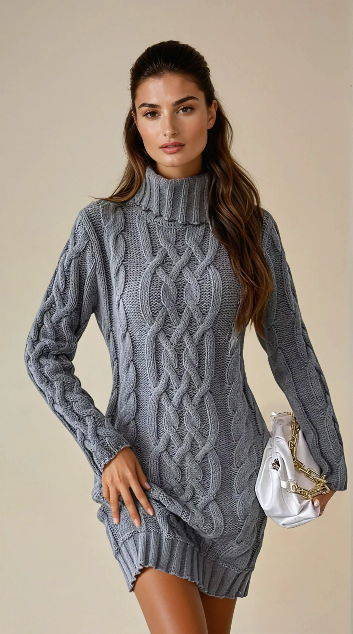 Elegantes Zopfstrick-Kleid