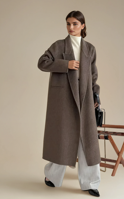 Eleganter langer Kaschmir-Wollmantel